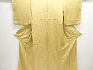 作家物　草花模様織出し一ツ紋色無地着物